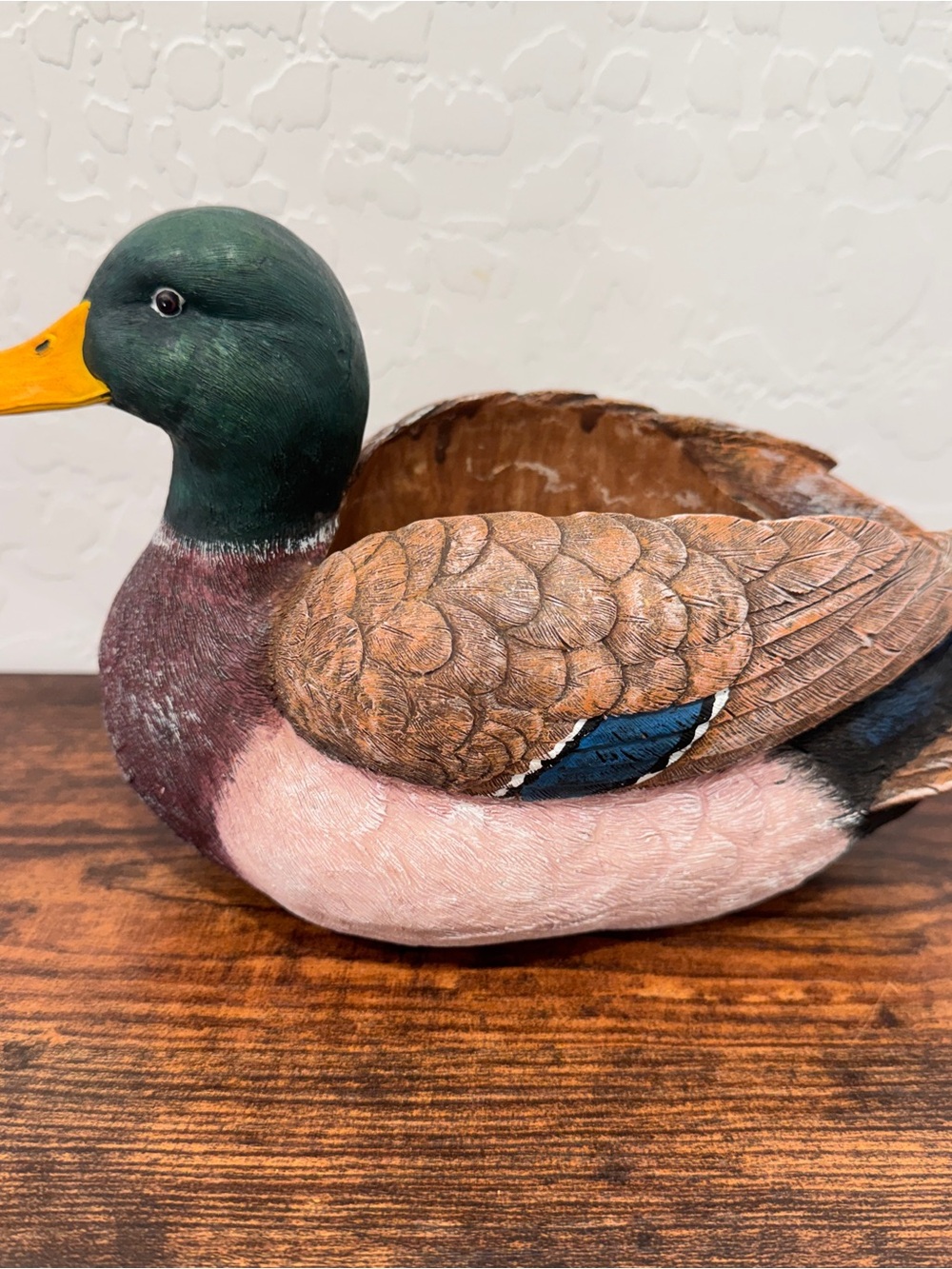 Vintage Decorative Mallard Duck Planter Outdoor Rustic